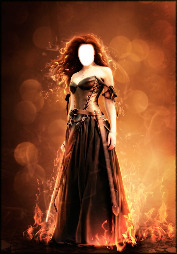 guerrera en llamas Photomontage