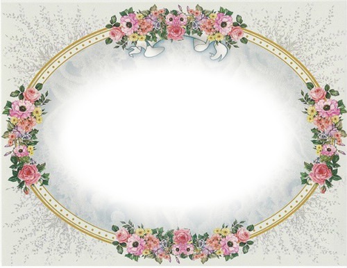 cadre ovale fleurs roses Montaje fotografico