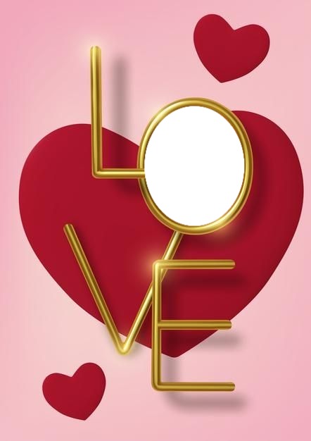 Love, letra sobre corazón rojo, 1 foto Valokuvamontaasi