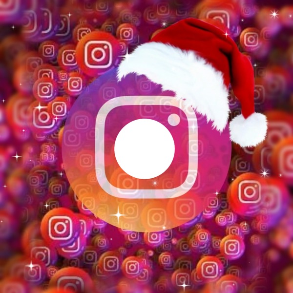 logo Instagram, gorro Noel. Fotomontaža