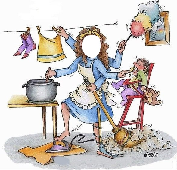 женщина дома уборку Фотомонтаж