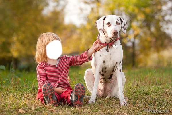девочка  с собакой Fotomontaż