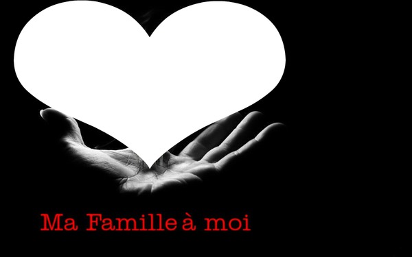 1 photo coeur dans la main " ma famille à moi " Valokuvamontaasi