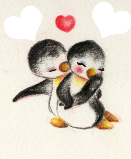 amor pinguino フォトモンタージュ