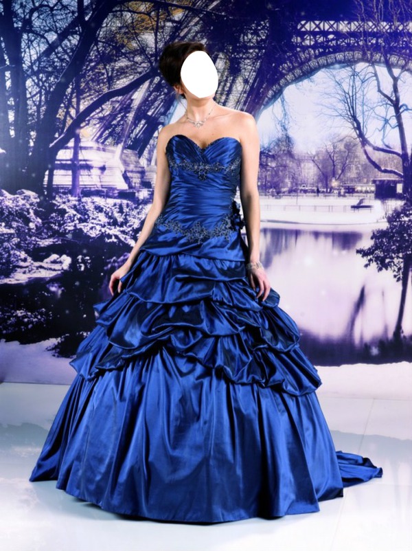 Robe de mariée bleu roi Fotomontasje