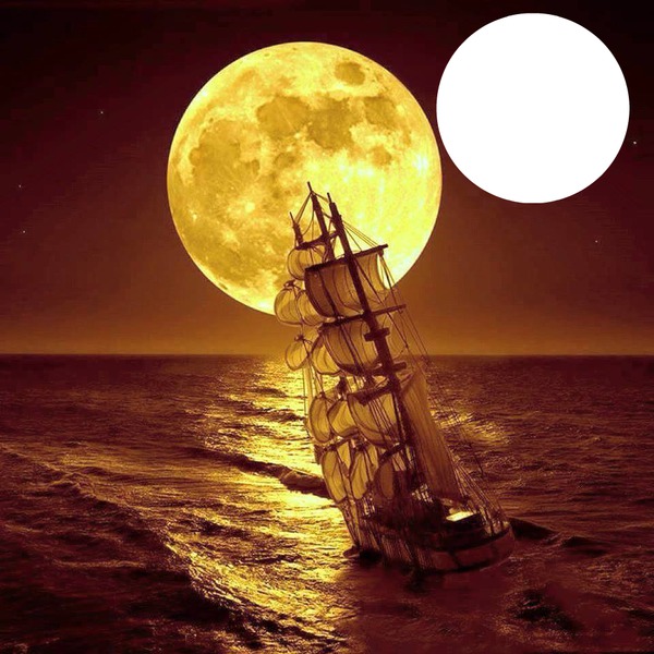 navire au clair de lune Montaje fotografico