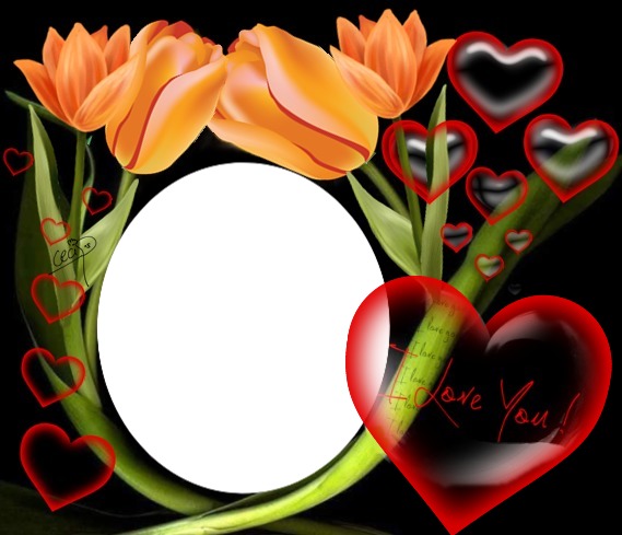 Cc Tulipanes y corazones Photo frame effect