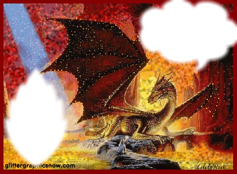 dragon dans feu Fotomontaż