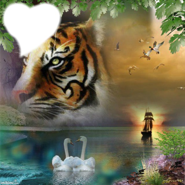 tigre et voilier Montaje fotografico