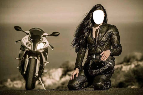 femme moto vintage Montaje fotografico