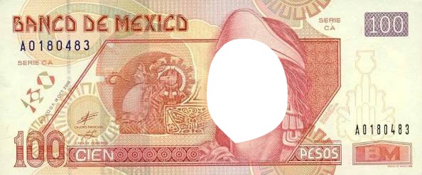 billete de 100 pesos Fotomontage