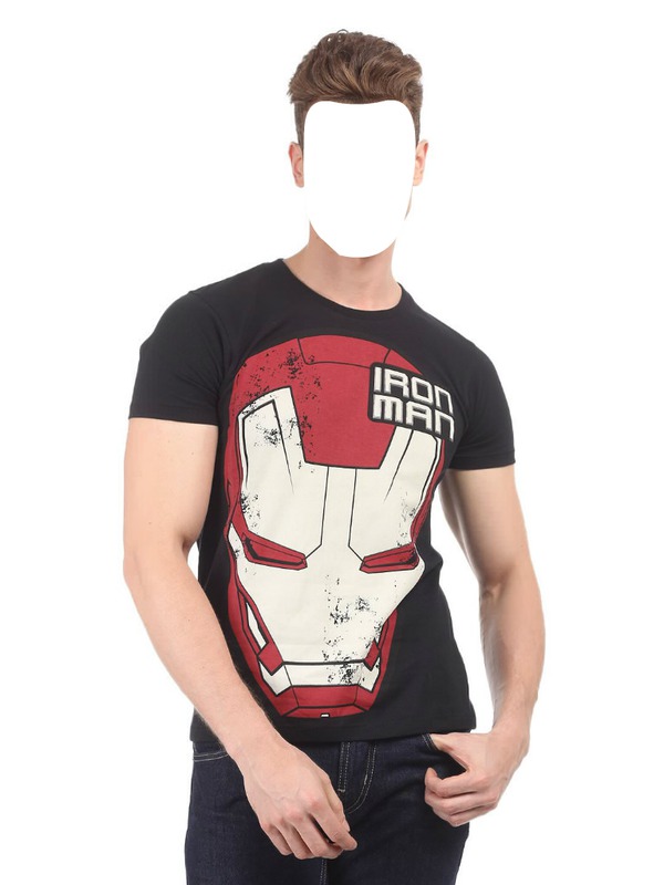 Man with iron man shirt Fotomontage