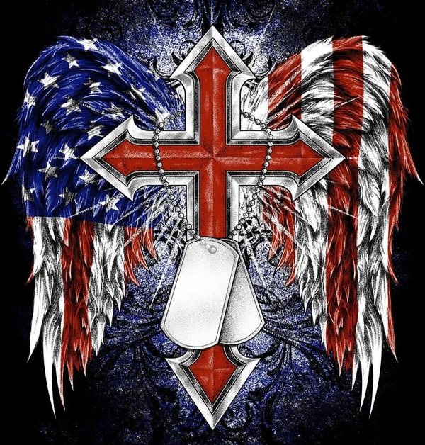Stand for the flag Kneel for the cross Photomontage