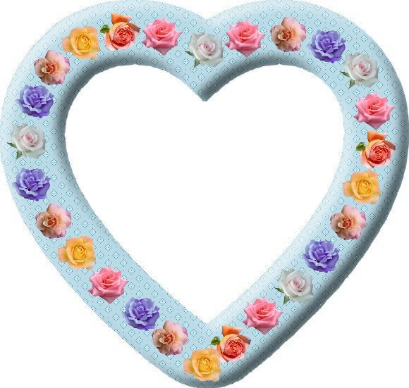 cadre coeur avec des roses pastels 1 photo Photo frame effect