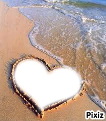 Coeur sur la plage Photo frame effect