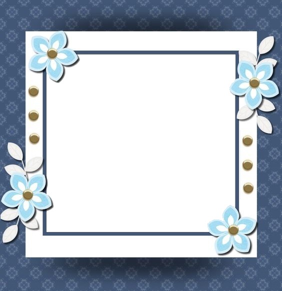 marco y florecillas azules. Valokuvamontaasi