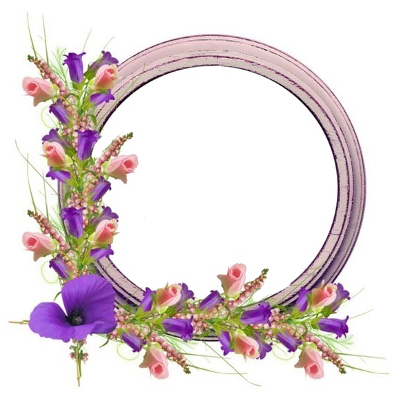 marco circular y flores lila2. フォトモンタージュ