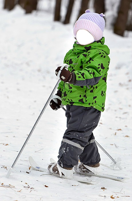 малыш на лыжах Фотомонтаж