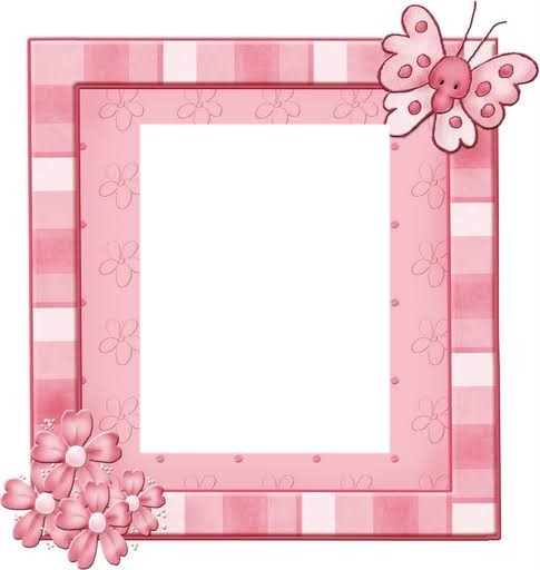 marco, flores y mariposa, rosados Fotomontáž