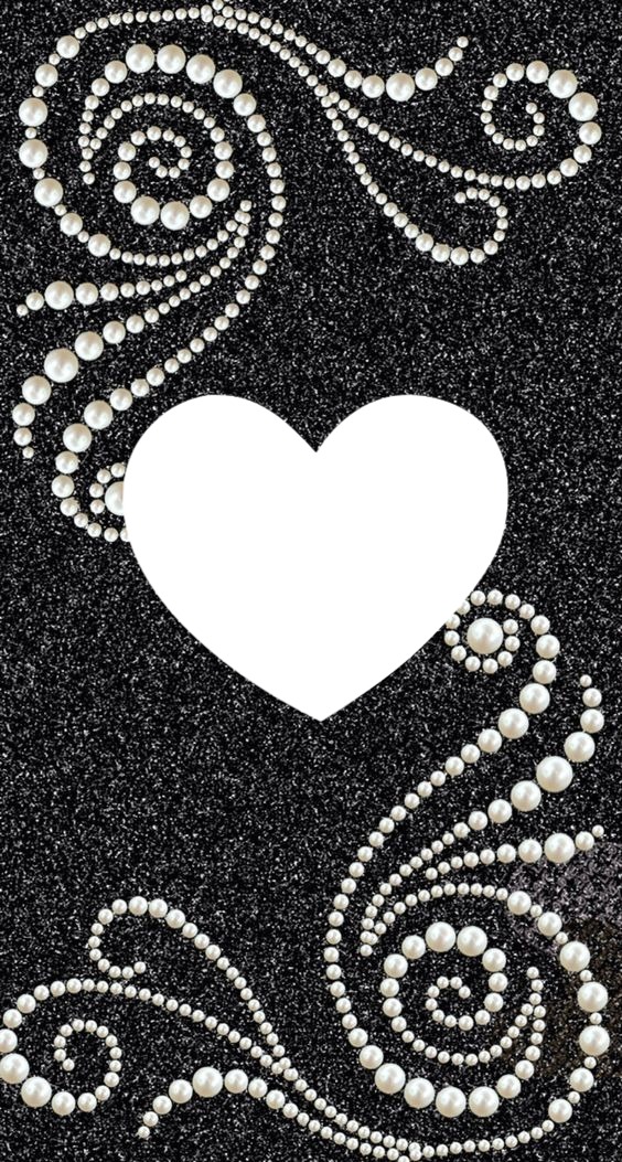 corazón en detalle adornos de perlas blancas.. Photo frame effect