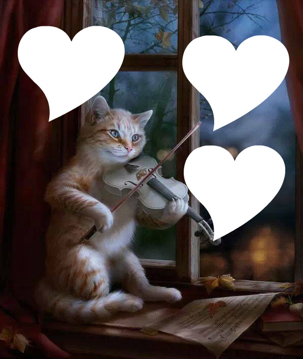 gato romantico Montaje fotografico