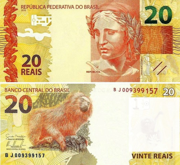 dinheiro do Brasil - 20 reais Фотомонтажа