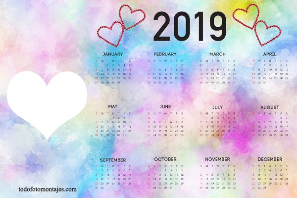 calendario 2019 Photo frame effect