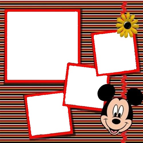 mickey, collage 4 fotos. Photo frame effect