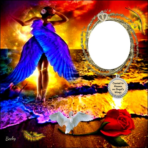 CARRIED HOME ON ANGEL WINGS Photo frame effect