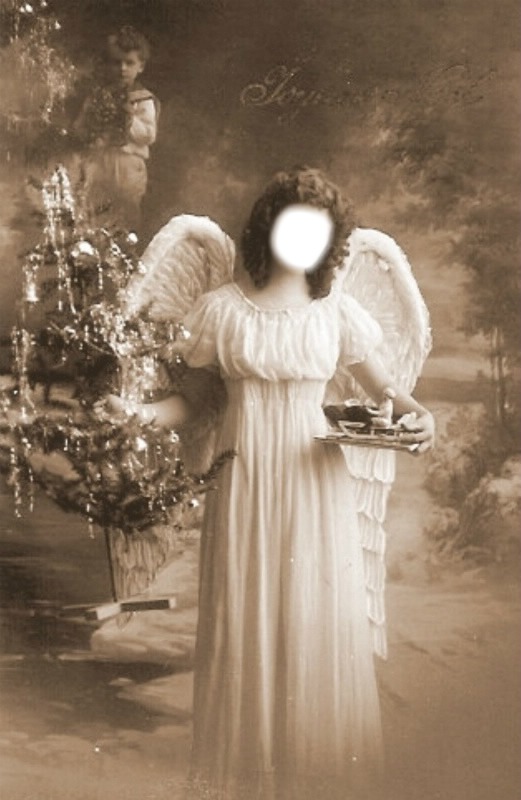CHRISTMAS VINTAGE ANGEL Photo frame effect