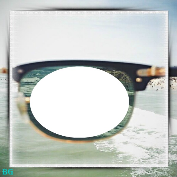 cadre fond de mer 1 photo dans une moitié de lunette フォトモンタージュ