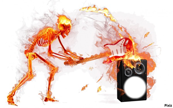squelette en feu Photomontage