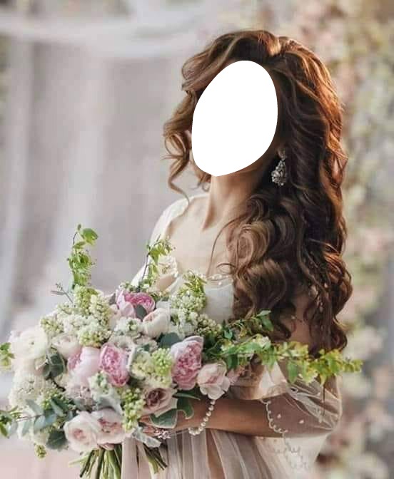 chica con ramo de flores Photomontage