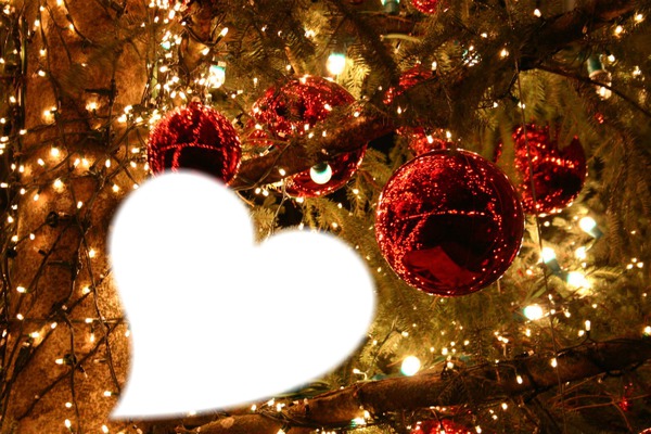 Noël boules et coeur Photo frame effect