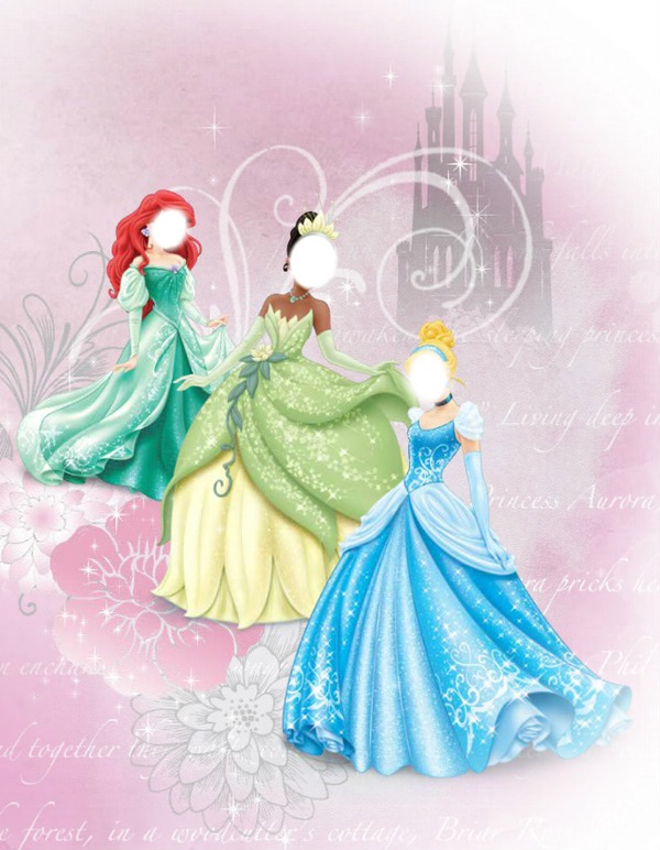 Ariel, Tiana and Cinderella (Disney princess) Fotomontažas