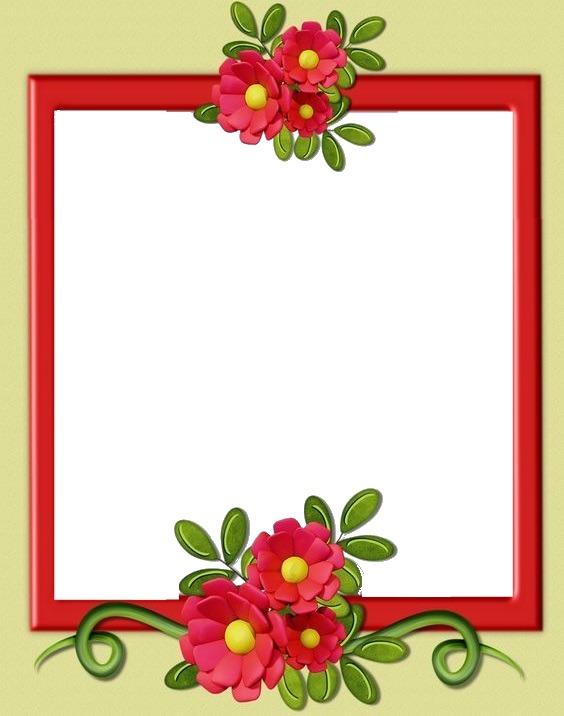 marco rojo, con detalle de  florecillas rojas Valokuvamontaasi