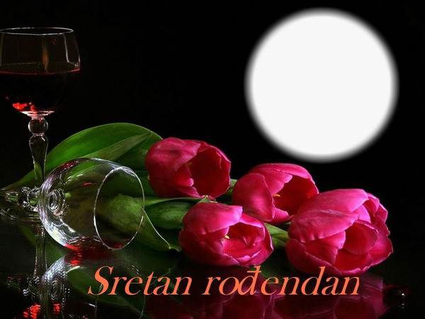 Rođendan-ruže i vino 2 Fotomontaż