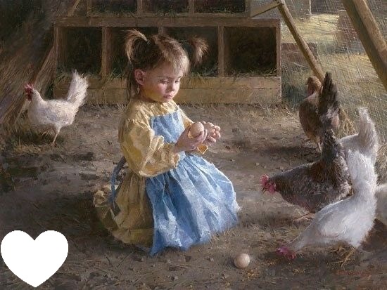 La fille et ses poules Fotomontage