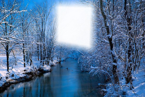 Paysage hiver sous la neige Photomontage