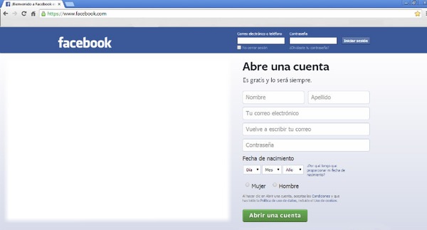 Crea tu perfil de facebook en español Фотомонтажа