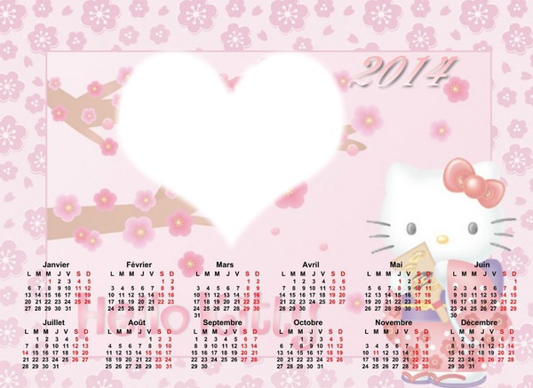CALENDRIER HELLO KITTY Photo frame effect