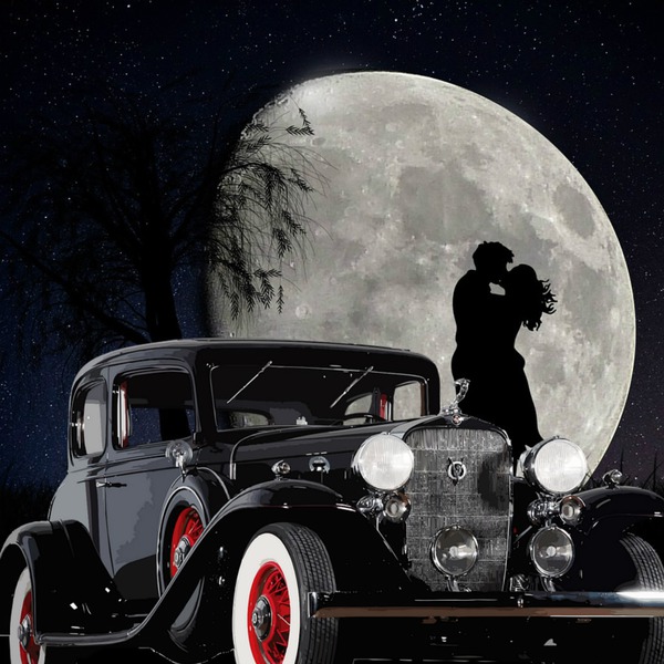 moon car Photo frame effect