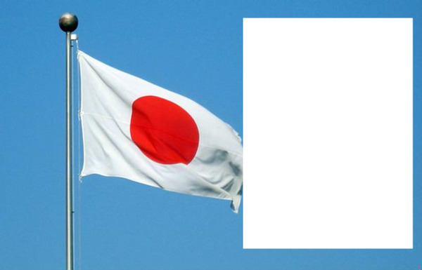 Japan flag flying Montage photo