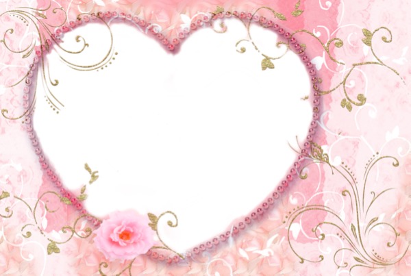 corazón de perlas rosadas, 1 foto Fotomontasje