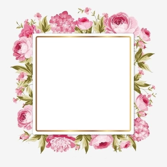 marco borde dorado sobre rosas rosadas Montaje fotografico
