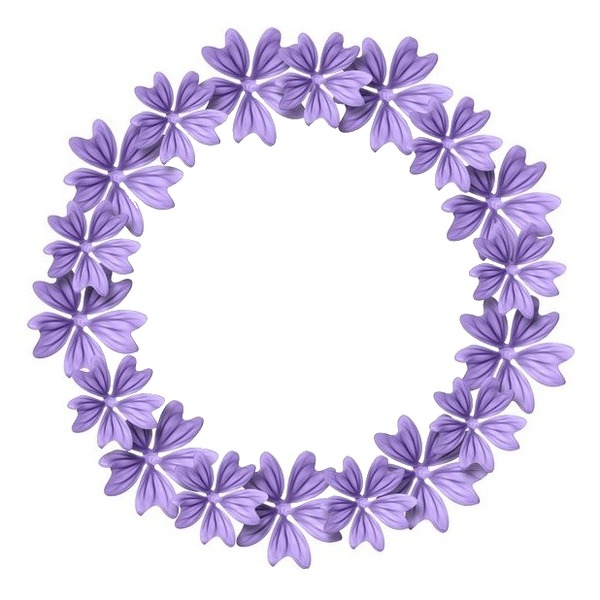 corona de flores lila. Fotomontaggio