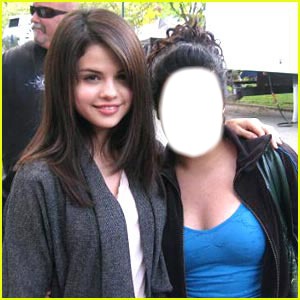 Selena Gomez with a fan Фотомонтаж