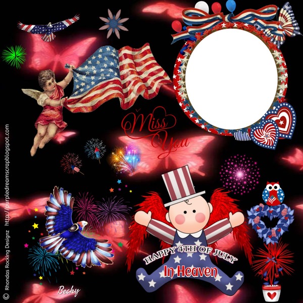 HAPPY 4TH IN HEAVEN Photo frame effect