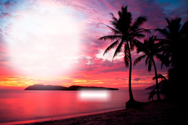 coucher de soleil a la mer Фотомонтажа