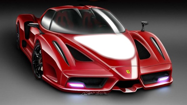 Red Ferrari Photomontage